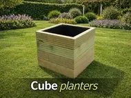 View cube wooden planters.